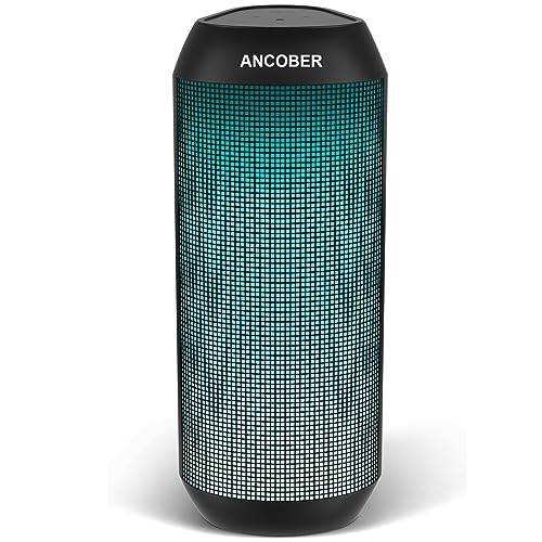 ANCOBER Portable Bluetooth Speaker with Stereo Sound & LED