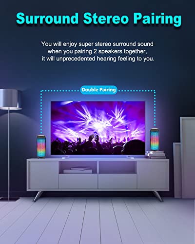 ANCOBER Portable Bluetooth Speaker with Stereo Sound & LED
