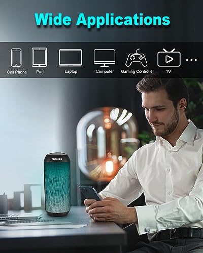 ANCOBER Portable Bluetooth Speaker with Stereo Sound & LED
