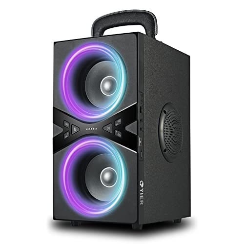 YIER Bluetooth Speaker with Lights, Loud Subwoofer, Bassup Technology