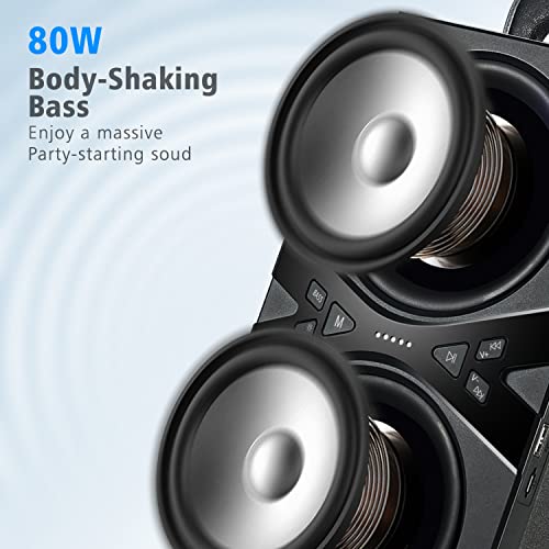 YIER Bluetooth Speaker with Lights, Loud Subwoofer, Bassup Technology
