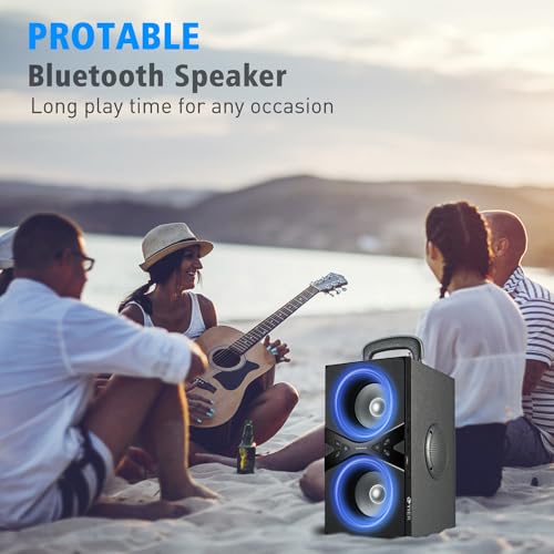YIER Bluetooth Speaker with Lights, Loud Subwoofer, Bassup Technology