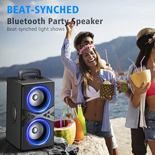 YIER Bluetooth Speaker with Lights, Loud Subwoofer, Bassup Technology