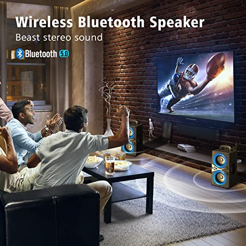 YIER Bluetooth Speaker with Lights, Loud Subwoofer, Bassup Technology