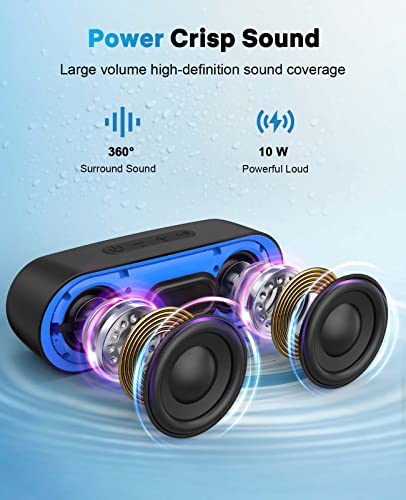 LENRUE Waterproof Bluetooth Speakers, TWS, 24-Hour Playtime (Black)