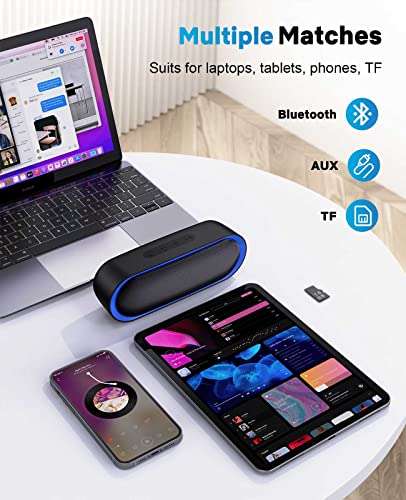 LENRUE Waterproof Bluetooth Speakers, TWS, 24-Hour Playtime (Black)
