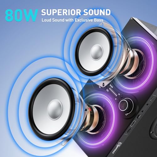 80W Bluetooth Speaker with Beat-Driven Lights, 100dB