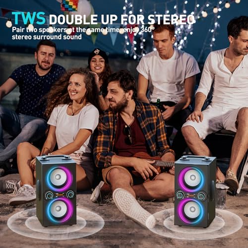 80W Bluetooth Speaker with Beat-Driven Lights, 100dB