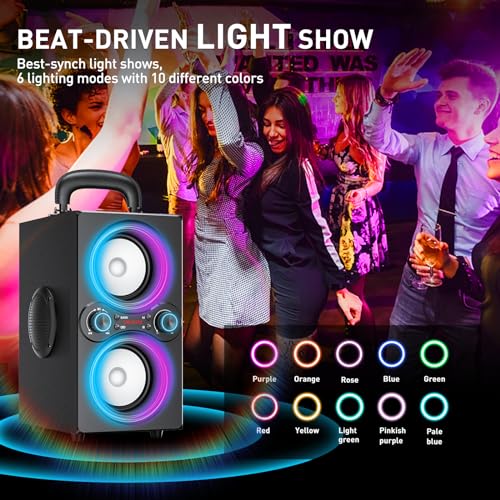 80W Bluetooth Speaker with Beat-Driven Lights, 100dB
