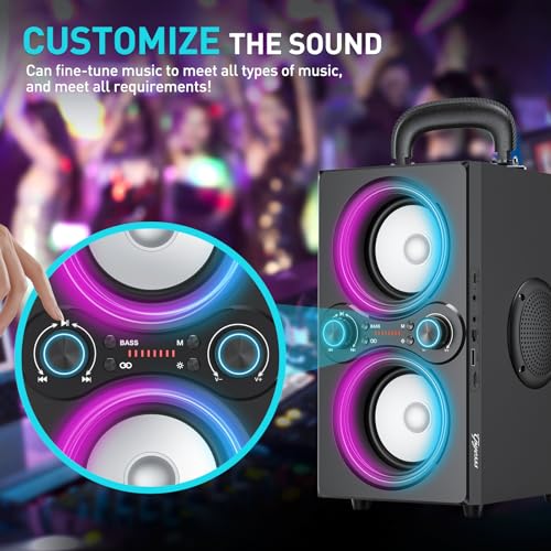 80W Bluetooth Speaker with Beat-Driven Lights, 100dB