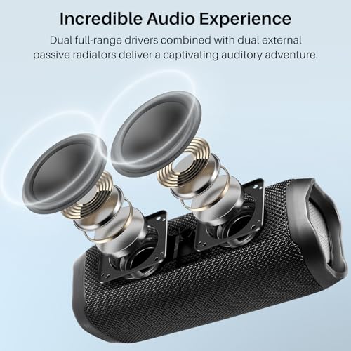 TOZO PA2 Bluetooth Speaker: Dual Drivers, Deep Bass, IPX8 Waterproof