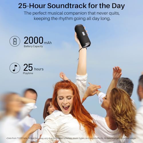 TOZO PA2 Bluetooth Speaker: Dual Drivers, Deep Bass, IPX8 Waterproof