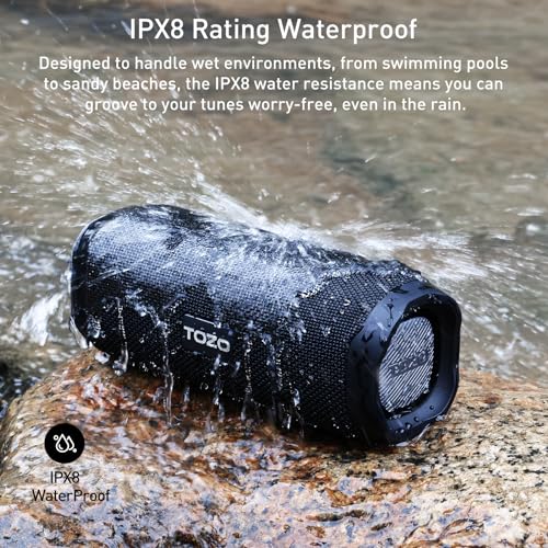 TOZO PA2 Bluetooth Speaker: Dual Drivers, Deep Bass, IPX8 Waterproof