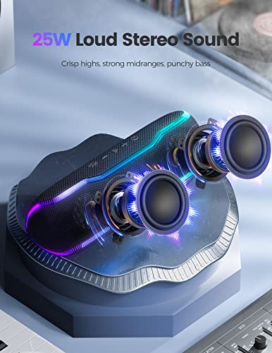 Waterproof Bluetooth Speaker with Flashing Lights & Powerful Bass
