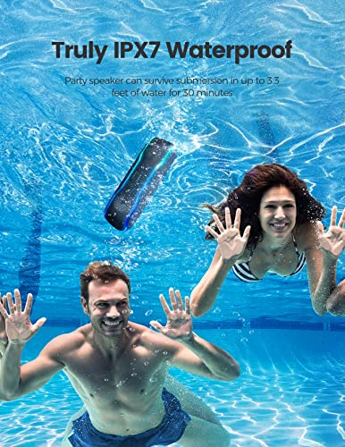 Waterproof Bluetooth Speaker with Flashing Lights & Powerful Bass