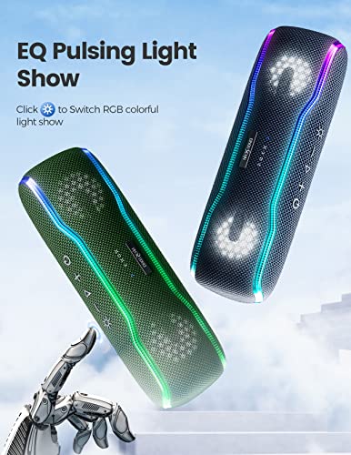 Waterproof Bluetooth Speaker with Flashing Lights & Powerful Bass