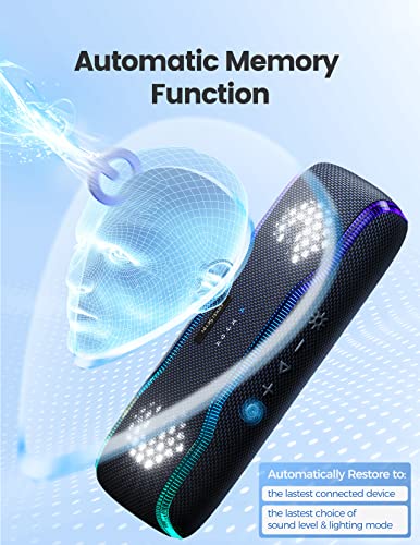Waterproof Bluetooth Speaker with Flashing Lights & Powerful Bass