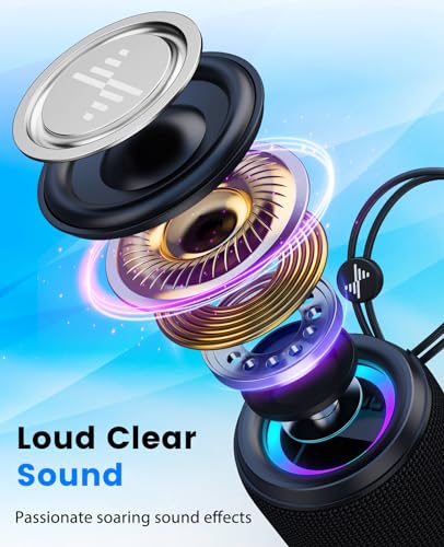 Portable Bluetooth Speaker with TWS, Waterproof, Colorful Lights