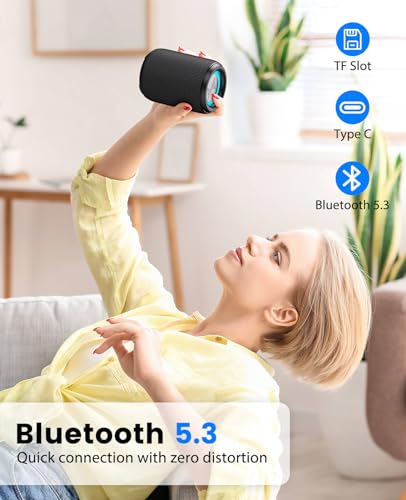 Portable Bluetooth Speaker with TWS, Waterproof, Colorful Lights