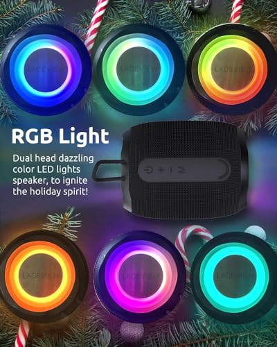 Portable Bluetooth Speaker with IPX6 Waterproof, 5 LED Lights
