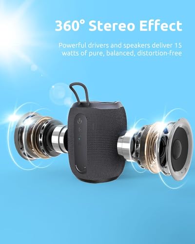 Portable Bluetooth Speaker with IPX6 Waterproof, 5 LED Lights