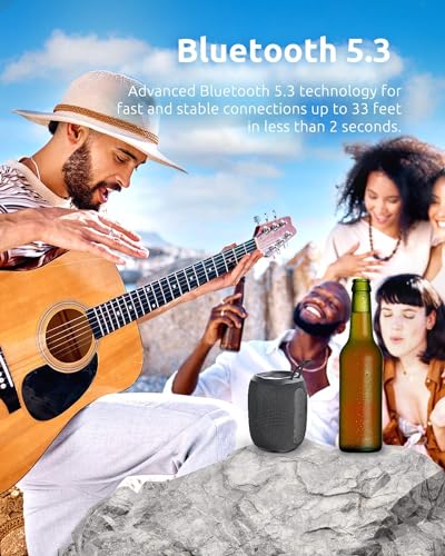 Portable Bluetooth Speaker with IPX6 Waterproof, 5 LED Lights