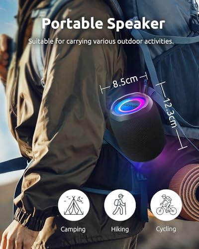 Portable Bluetooth Speaker with IPX6 Waterproof, 5 LED Lights