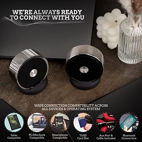 Chrome Bluetooth Speaker Set: Wireless Stereo Dual Pairing