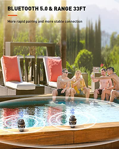 MOFOKEAY 2-Pack Outdoor Bluetooth Speakers with LED Flame
