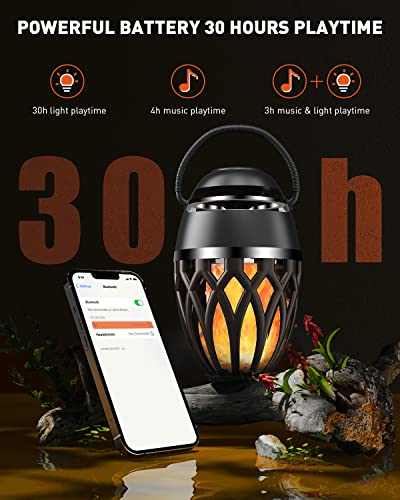 MOFOKEAY 2-Pack Outdoor Bluetooth Speakers with LED Flame