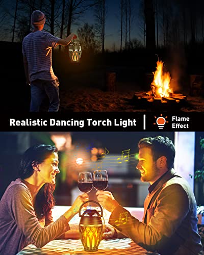 MOFOKEAY 2-Pack Outdoor Bluetooth Speakers with LED Flame