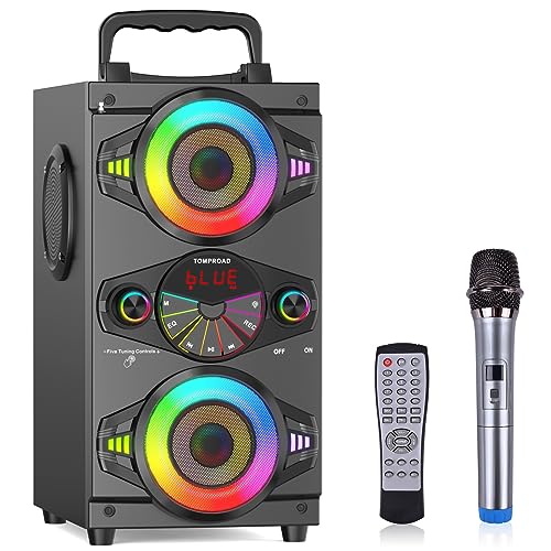 Powerful Bluetooth Speaker with Subwoofer, LED Lights, Microphone