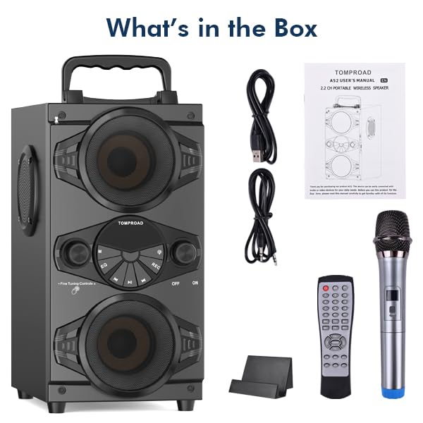Powerful Bluetooth Speaker with Subwoofer, LED Lights, Microphone