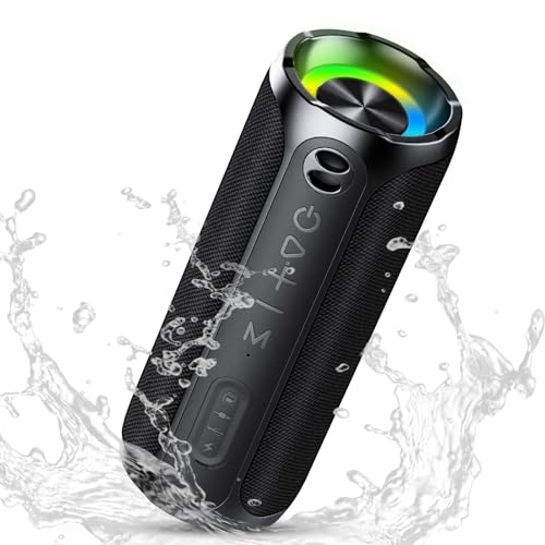 Waterproof Bluetooth Speakers with Loud Stereo Sound, RGB Lights