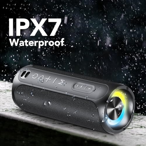 Waterproof Bluetooth Speakers with Loud Stereo Sound, RGB Lights
