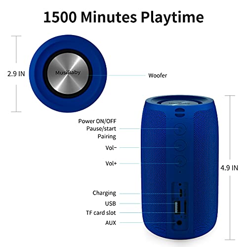 MusiBaby Bluetooth Speaker: Waterproof, Outdoor, Portable, Loud Stereo