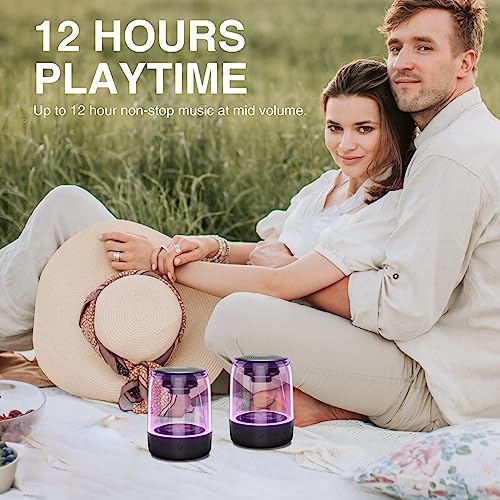 Dual Bluetooth Speakers with LED Light Show, Waterproof, Loud