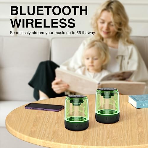 Dual Bluetooth Speakers with LED Light Show, Waterproof, Loud