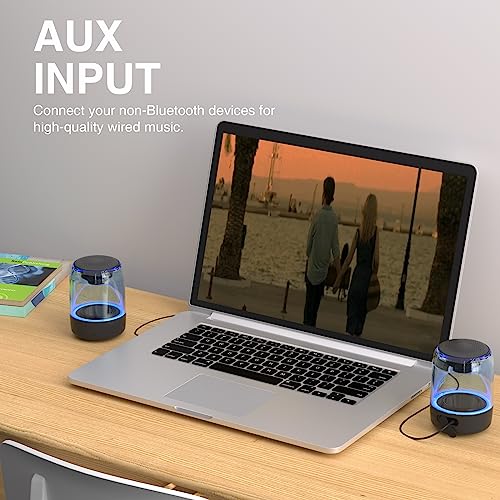 Dual Bluetooth Speakers with LED Light Show, Waterproof, Loud