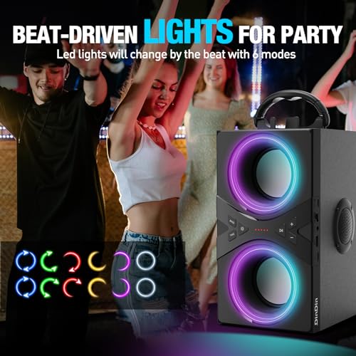 DINDIN Bluetooth Party Speaker, 40W Peak, TWS, Lights
