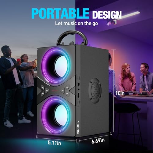 DINDIN Bluetooth Party Speaker, 40W Peak, TWS, Lights