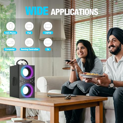DINDIN Bluetooth Party Speaker, 40W Peak, TWS, Lights
