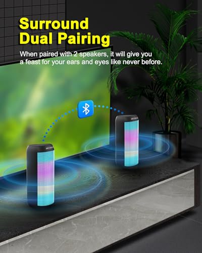 Wireless Bluetooth Speaker with Dazzling LED Lights, Waterproof