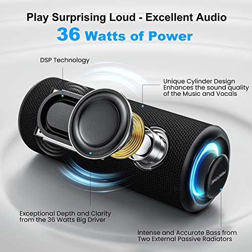 MIATONE Portable Bluetooth Speaker with Stereo Sound, Color Lights
