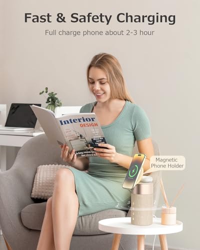 2-in-1 Wireless Charging Station with Bluetooth Speaker & Night Light