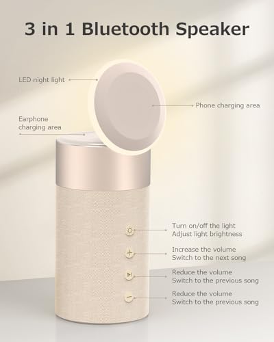 2-in-1 Wireless Charging Station with Bluetooth Speaker & Night Light