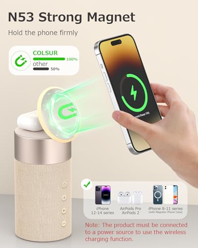 2-in-1 Wireless Charging Station with Bluetooth Speaker & Night Light