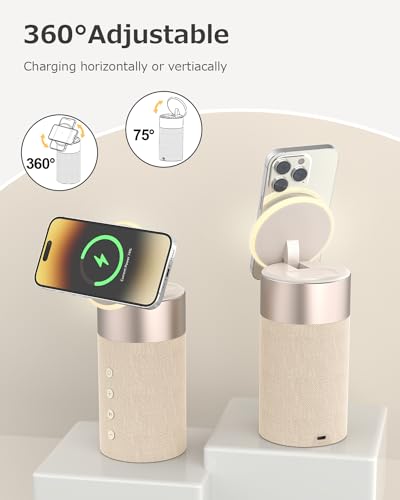 2-in-1 Wireless Charging Station with Bluetooth Speaker & Night Light