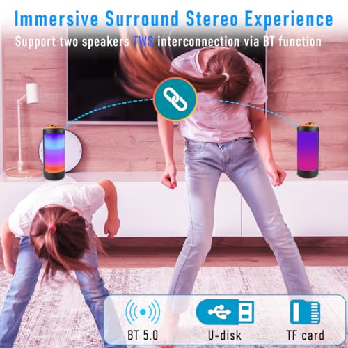 Portable Waterproof Bluetooth Speaker with RGB Lights - 10W