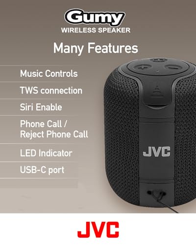 JVC Portable Gumy Wireless Speaker with Surround Sound, Lightweight
